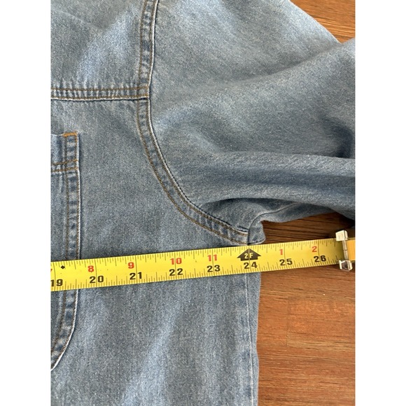 Vintage Request Denim Jacket  Size Extra Large Shirt Quilted‎ Back Button Detail - Picture 12 of 16